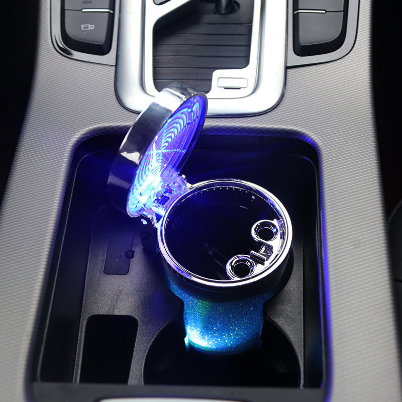 “LED Car Ashtray 🚗 – RGB Ambient Glow & Smoke Control”
