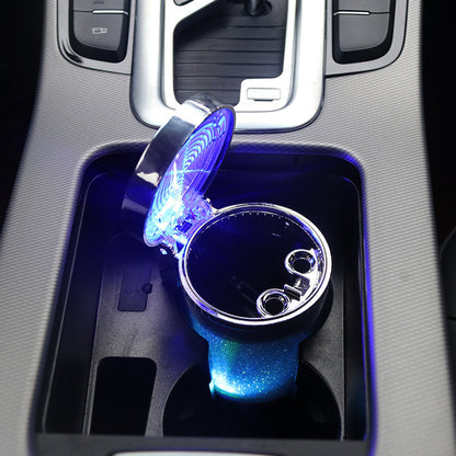 “LED Car Ashtray 🚗 – RGB Ambient Glow & Smoke Control”