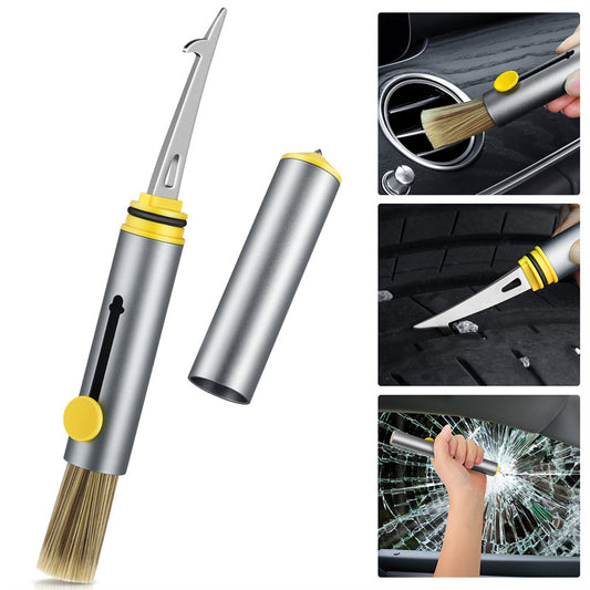 🛠️ 3-in-1 Car Cleaning Brush + Emergency Tool