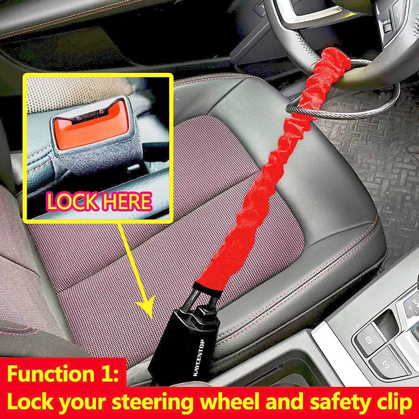 🔒 “Steering Wheel Lock – Anti-Theft Wire Rope 🛡️”