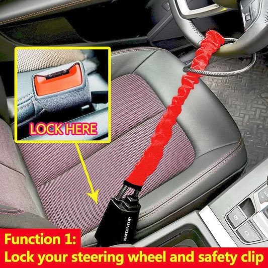 🔒 “Steering Wheel Lock – Anti-Theft Wire Rope 🛡️”