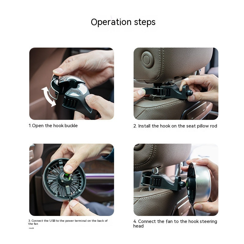 🌬️ “Rear Seat USB Car Fan – Hook & Cool ❄️”
