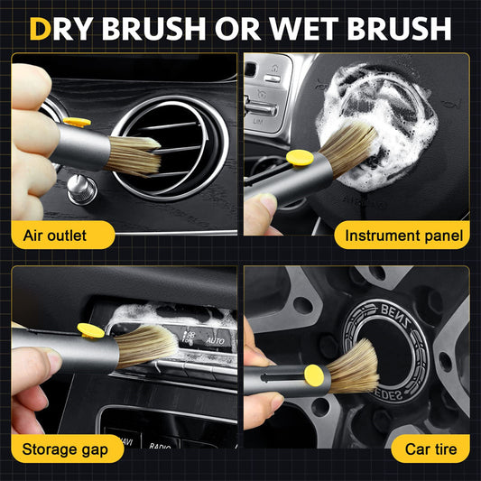 🛠️ 3-in-1 Car Cleaning Brush + Emergency Tool