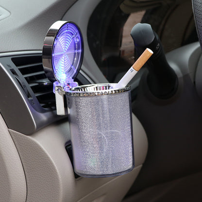 “LED Car Ashtray 🚗 – RGB Ambient Glow & Smoke Control”